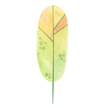 Green and yellow tree in cartoon style. Hand drawn watercolor clipart perfect for nature-themed designs, garden illustrations, postcards, forest environment, or eco-friendly projects.