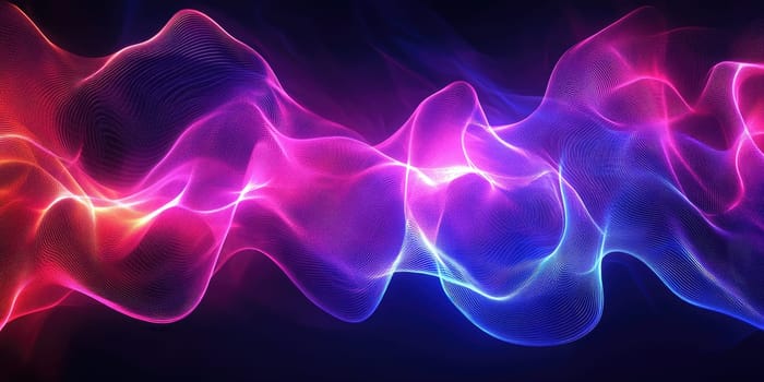 This abstract background showcases dynamic lines and glowing wireframe structures, displaying a rich palette of deep blue and vibrant neon accents. The design features a digital grid effect, emphasizing a high-tech feel. The sleek and sharp contours create a sense of movement and energy, making it perfect for modern applications. Ideal for projects that require a futuristic aesthetic, this backdrop invites imagination and innovation.