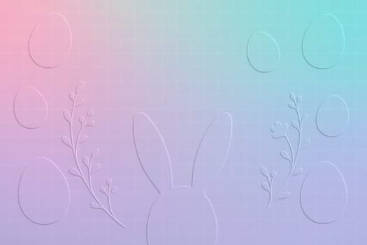 Elegant minimalist Easter background with bunny ears, floral branches and pastel tones. A clean and versatile composition perfect for banners, cards, social posts and digital design