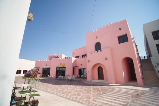 colorful architecture in desert town at mina district .