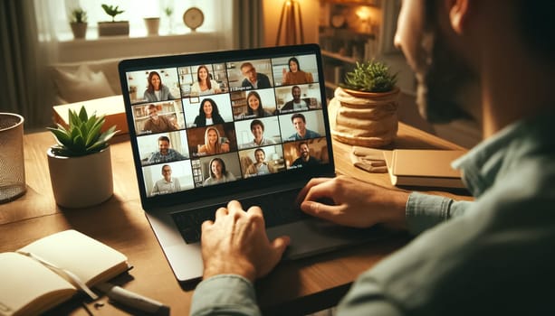 These images depict the lifelike ambiance of a professionally captured virtual meeting, with each participant surrounded by their personalized workspace enriched with natural light and colorful accents.