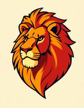 Illustration of a majestic lion's head with a golden mane