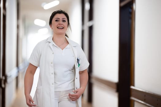 Medical personnel, including doctors and nurses, urgently respond in a busy hospital hallway, showcasing their quick action and teamwork in a critical situation