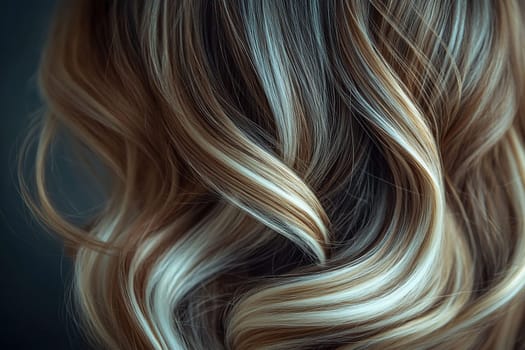 Curly colored hair. Hair with beautiful highlights close-up.