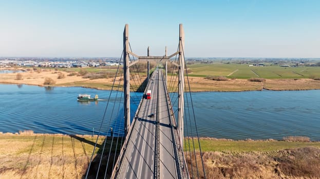 Aerial from the Molen bridge near Kampen in the Netherlands
