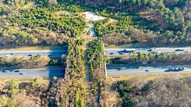 Aerial from ecoduct Hulshorst on the Veluwe in the Netherlands