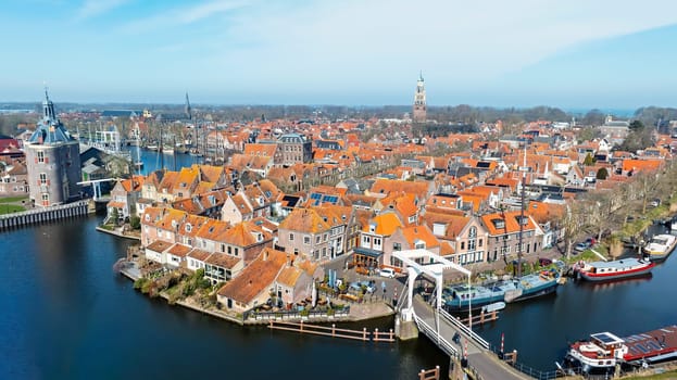 Aerial  from the historical city Enkhuizen in the Netherlands