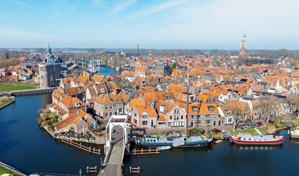 Aerial from the historical city Enkhuizen in the Netherlands