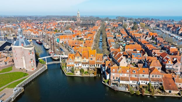 Aerial  from the historical city Enkhuizen in the Netherlands