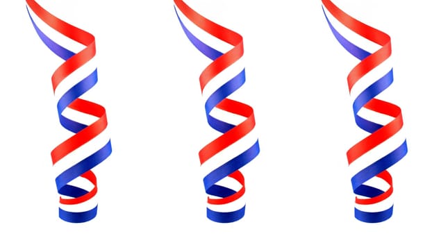 Serpentine curls from the dutch national flag from the Netherlands  on  a white background. 