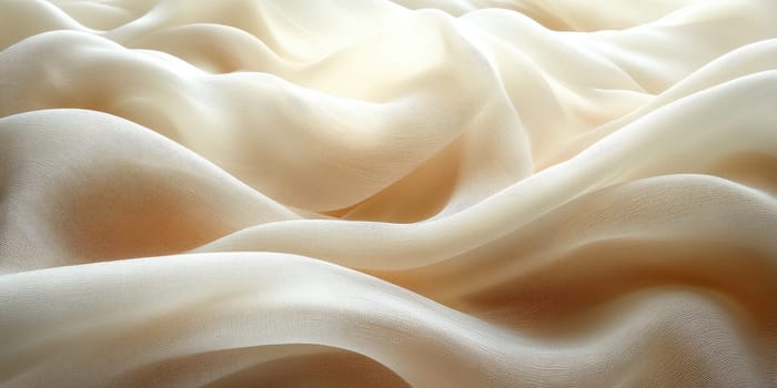 Subtle curves and gentle folds in a warm beige and cream fabric create an abstract background that exudes minimalism and sophistication, perfect for elegant design applications.