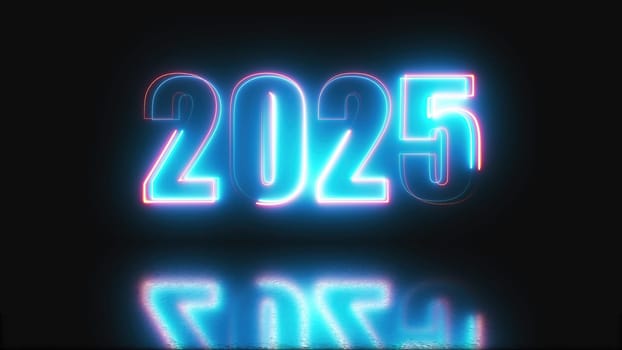 2025 Neon text. Computer generated 3d render