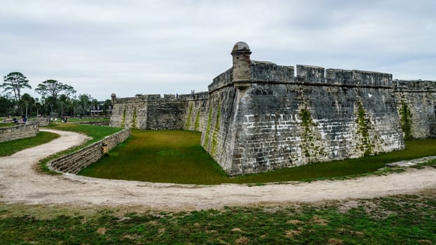 Exterior view of Castillo de San Marcos National Monument in St. Augustine,  Florida