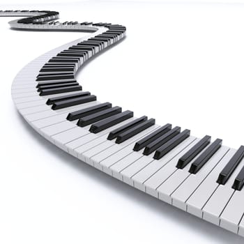 Piano keyboard wave 3D rendering illustration isolated on white background