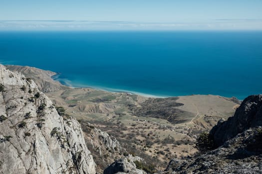 landscape on the sea horizon from the top of the cliff