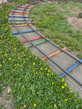 Colorful Children's Railway in Grass