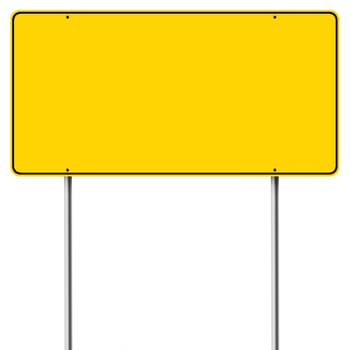 A blank yellow road warning sign with text space