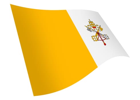 A Vatican City waving flag graphic isolated on white with clipping path 3d illustration yellow and white