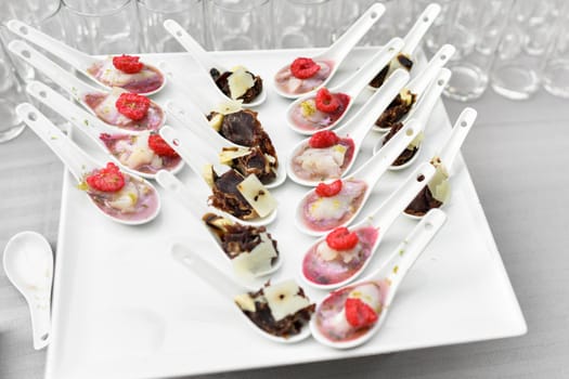 Small snacks appetizers at the wedding