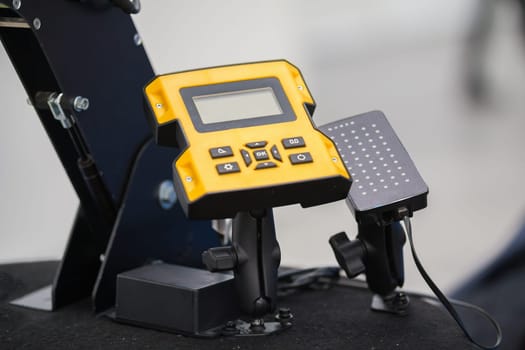 Industrial control remote panel in robotics manufacturing, vertical
