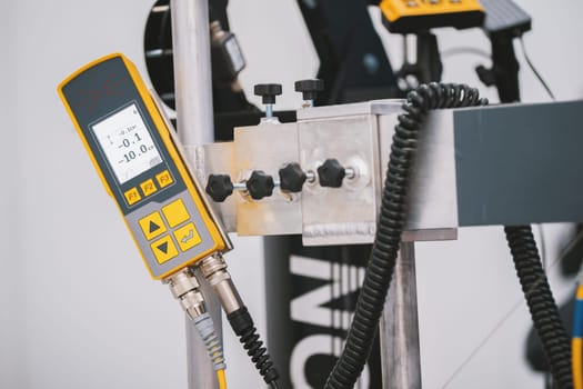 Industrial control remote panel in robotics manufacturing, vertical