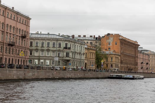 St. Petersburg, Russia, October, Neva River, houses and bridges