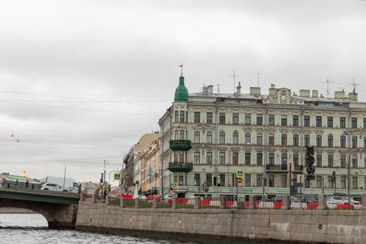 St. Petersburg, Russia, October, Neva River, houses and bridges
