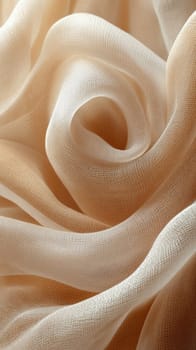 Abstract background features soft beige and cream tones with fluid lines and a refined fabric texture.