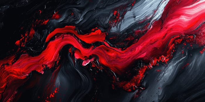 This bold abstract design features dramatic deep red and black lines that flow seamlessly, creating a striking high-contrast backdrop.