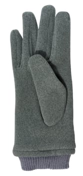 Gray wool glove on isolated background, close up