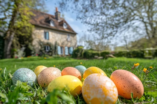 A spring French garden with eggs for kids Easter