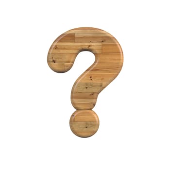 Wood interrogation point - 3d pine symbol isolated on white background. this alphabet is perfect for creative illustrations related but not limited to Decoration, nature, wood...