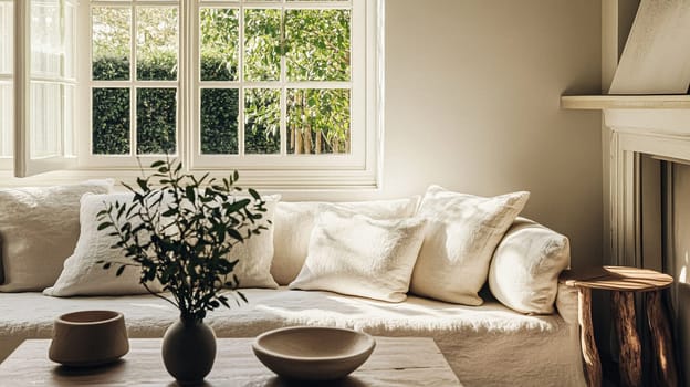 Bohemian coastal summer decor, featuring rich fabrics, delicate floral patterns, and timeless decor with a romantic and sophisticated atmosphere idea