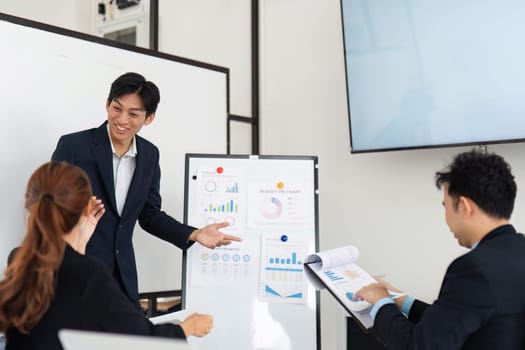 The presenter is showcasing project management statistics, while team members discuss insights and provide feedback. This collaborative effort highlights the importance of data in decision-making.