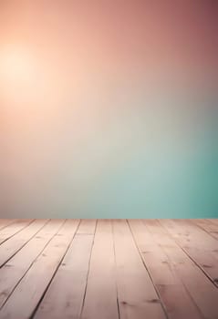 A tranquil space featuring a beautiful blend of pastel colors and gentle bokeh effects, complemented by a finely textured wooden floor that invites creative expression.