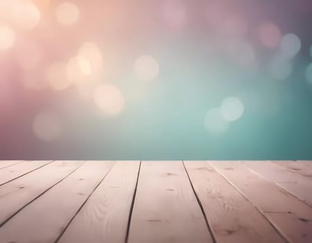 Soft pastel hues and gentle bokeh create a tranquil ambiance, inviting creativity in a serene setting adorned by smooth wooden planks under a calming light.