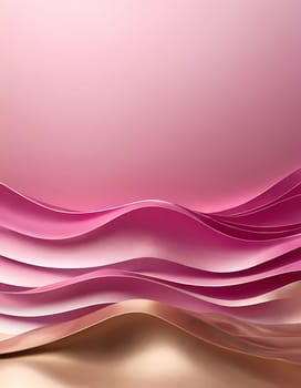 Layered waves in soft pinks and warm tones flow seamlessly into one another, creating an abstract landscape that invites imagination and inspires tranquility.
