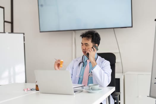 The doctor addresses a patients medication concerns, actively providing advice and ensuring safety while discussing healthcare options through telemedicine.