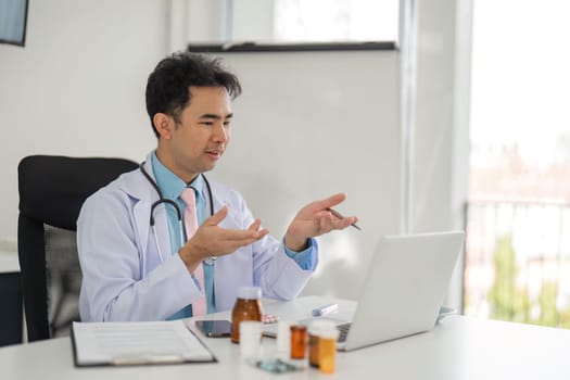 A healthcare professional provides guidance to a patient through a telemedicine platform, showcasing the modern approach to healthcare communication.
