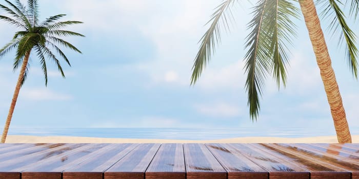 A serene tropical landscape showcasing palm trees and a beautiful sandy beach, perfect for summer relaxation visuals.