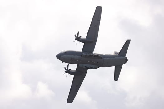 MELBOURNE, AUSTRALIA - MARCH 29: An Alenia C-27J Spartan performs at the Australian International Airshow at Avalon Airport on March 29, 2025 in Melbourne, Australia.