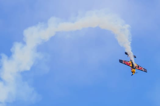 MELBOURNE, AUSTRALIA - MARCH 29: Emma McDonald performs aerobatics in a Matt Hall Racing Red Bull plane at the Australian International Airshow at Avalon Airport on March 29, 2025 in Melbourne, Australia.