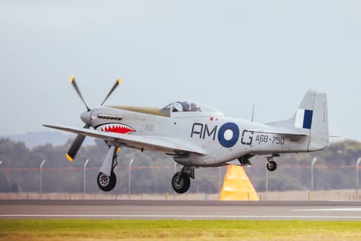MELBOURNE, AUSTRALIA - MARCH 29: A Spitfire VIII flies at the Australian International Airshow at Avalon Airport on March 29, 2025 in Melbourne, Australia.