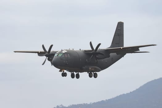 MELBOURNE, AUSTRALIA - MARCH 29: An Alenia C-27J Spartan performs at the Australian International Airshow at Avalon Airport on March 29, 2025 in Melbourne, Australia.