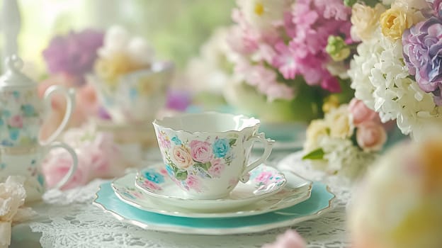 Elegant English afternoon tea setting in the countryside garden idea