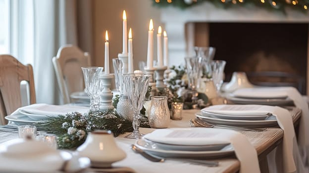 Grand magical winter wedding reception adorned with luxurious decorfation and illumination, creating an enchanting and romantic setting