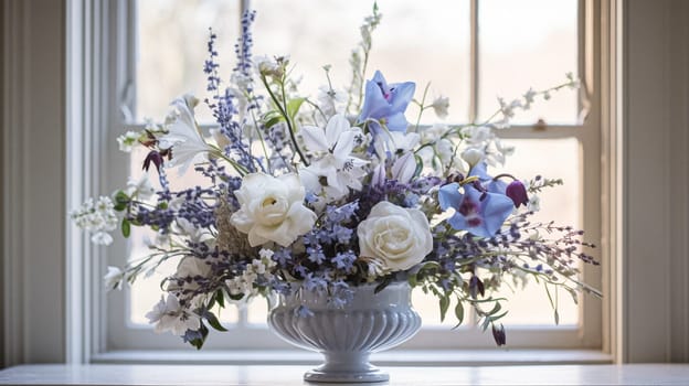 Floral arrangement with winter or early spring botanical plants and flowers idea