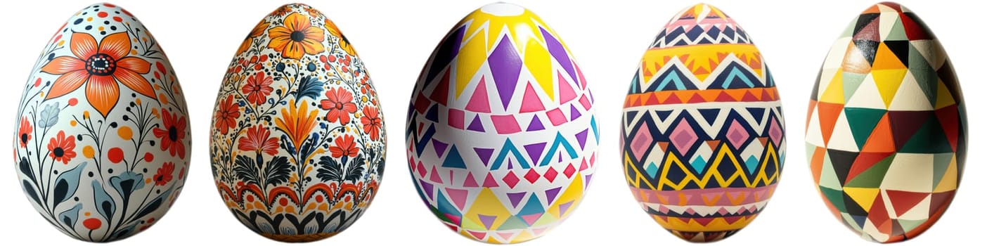 These beautifully decorated Easter eggs feature unique patterns and vibrant colors that truly captivate the eye