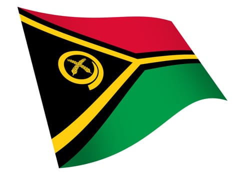 A Vanuatu waving flag graphic isolated on white with clipping path 3d illustration yellow black red and green