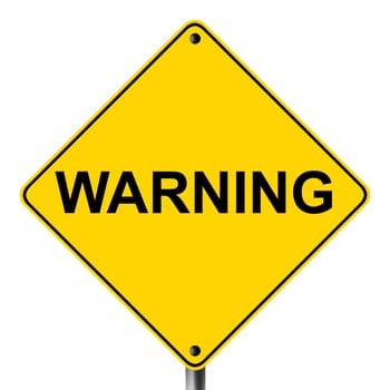 A yellow warning sign with clipping path
